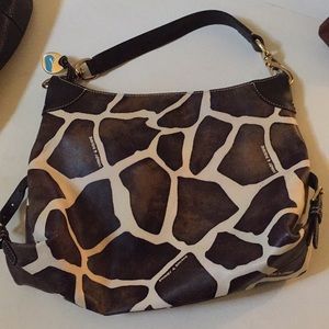 Dooney & Bourke Brown and Cream Giraffe Print Shoulder Bag